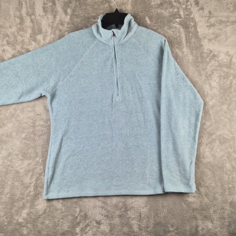 Eddie Bauer Fleece Pullover Womens Large Blue 1/4 Zip Long Sleeve Outdoor Cozy